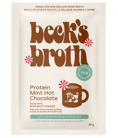 image of Beck's Broth Protein Bone Broth Mint Hot Chocolate Mix with sku:320806