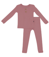 Kyte BABY Ribbed Henley Long Sleeve and Pant Set Dusty Rose