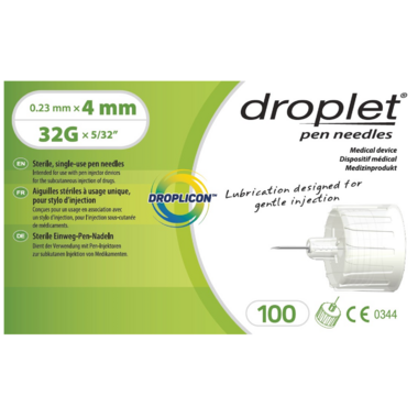 Droplet Pen Needle, 32G 4mm - 100 ct