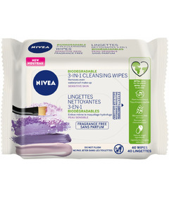 Nivea 3-in-1 Biodegradable Face Cleansing Wipes for Sensitive Skin