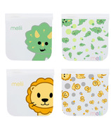 Melii Reusable Snack Bags With Zip Closure Dino and Lion