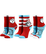 Bioworld Dr Seuss Cat in the Hat Youth Crew Socks 3 Pack