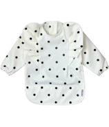 Neferland Winged Ruffle Low-Pocket Long Sleeve Smock Polka Dot