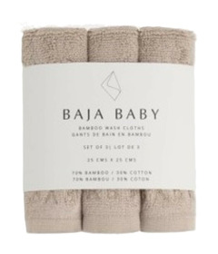 Baja Baby Bamboo Wash Cloths Taupe
