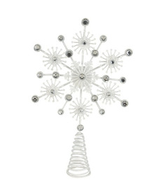 Silver Tree Starburst Tree Topper White and Silver