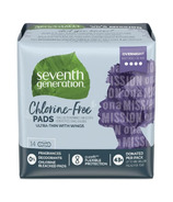 Seventh Generation Chlorine-Free Pads Ultra-Thin with Wings Overnight