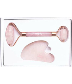 Happy The Ultimate Facial Massage Rose Quartz Facial Roller & Gua Sha