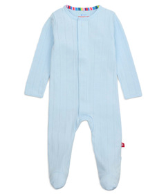 Magnetic Me Pointelle Footie Love Lines Blue