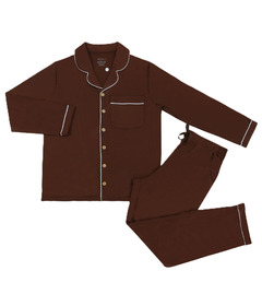 Belan.J Men's Classic Long Sleeve PJ Set Cocoa