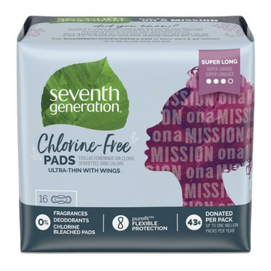 Seventh Generation Chlorine-Free Pads Ultra-Thin with Wings Super Long Seventh Generation Chlorine-Free Pads Ultra-Thin with Wings Super Long
