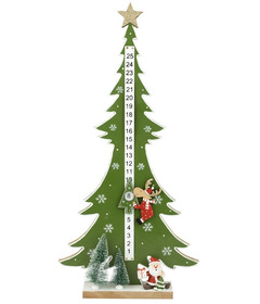 Silver Tree Advent Calendar Painted Wood Reindeer