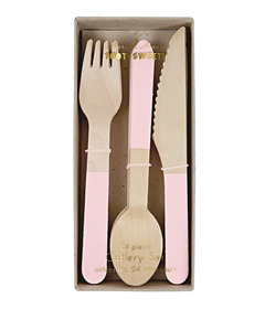 Meri Meri Wooden Cutlery Set Pink