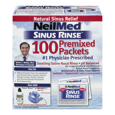 NeilMed Sinus Rinse All Natural Relief Premixed Refill Packets 100 Count  (Pack of 1)