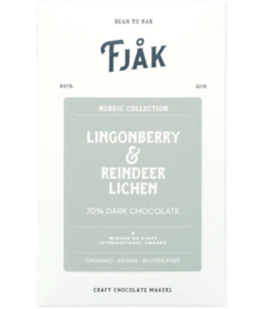 Fjak 70% Lingonberry & Reindeer Lichen Dark Chocolate Bar