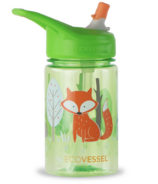 EcoVessel SPLASH Tritan Plastic Kids Water Bottle with Flip Straw Fox