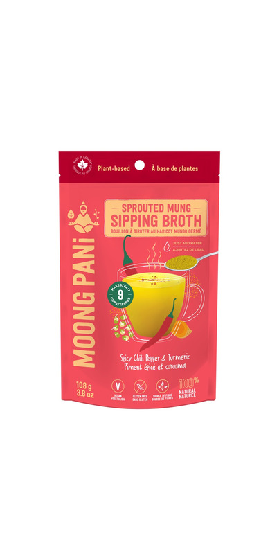 Moong Pani Golden Vegetable Mung Broth Powder W/Plant Protein 9 Servings Travel Packs,High Protein & Fibre Spicy Cayenne & Turmeric, Bouillon, Non-GMO Veg Stock, Makes Nourishing Soups And Stews