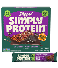 Simply Protein Dipped Snack Bar Cookies and Cream