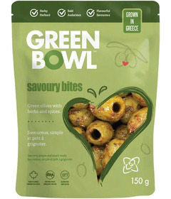 Green Bowl Savoury Bites Pitted Olives