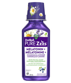VICKS ZzzQuil PURE Zzzs Liquid Melatonin with Chamomile and Lavender