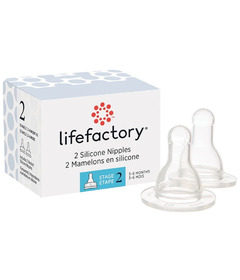 Lifefactory Silicone Nipples Stage 2 for 4oz and 9oz Glass Bottles