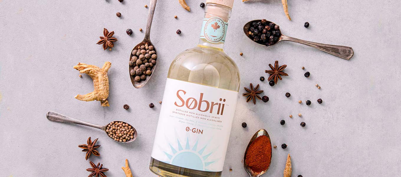 bottle of sobrii non-alcoholic spirit