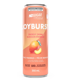 No Sugar Company Joyburst Energy Drink Peach Mango