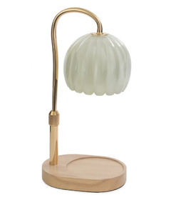 Candle Warmers Milk Glass Candle Warmer Lamp Gold and Wood