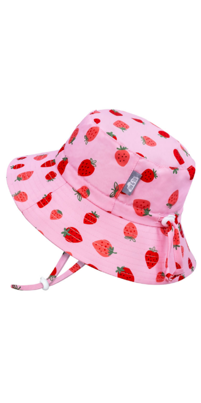 Jan & Jul Aqua-Dry Bucket Baby Hat Pink Strawberry | Medium