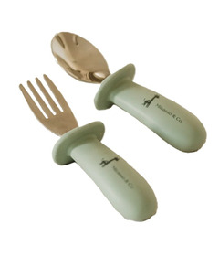 Micasso & Co Silicone and Metal Spoon and Fork Set Soft Green