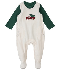 petit lem Knit Long Sleeve and Overall Set Beige