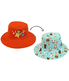 FlapJackKids Kids Reversible Mixed Sun Hat Animal Superhero