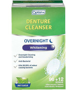 Option+ Nettoyant pour prothèses dentaires blanchissant de nuit à la menthe