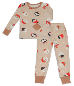 Silkberry Baby Bamboo Long Sleeve Pajama Set Snowy Faces