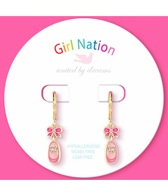 Girl Nation Lever Back Earrings Crystal Ballet Shoe