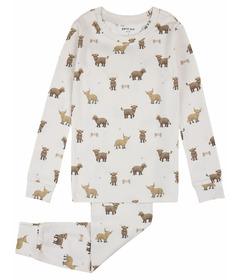 Petit Lem PJ Set Beige with Highland Cows Print