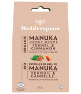 Wedderspoon Organic Manuka Honey Drops Fennel & Cinnamon 
