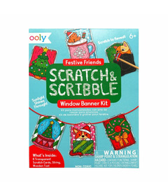 Ooly Mini Scratch & Scribble Window Banner Kit Festive Friends