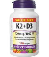 Webber Naturals Vitamin K2+D3 120mcg/1000 IU