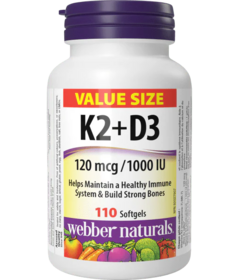 Webber Naturals Vitamin K2+D3 120mcg/1000 IU