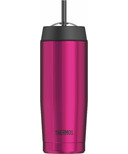 Thermos Vaccum Insulated Cold Cup With Straw Pink