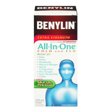 Benylin All-In-One Extra Strength Cold & Flu Daytime Syrup Benylin All-In-One Extra Strength Cold & Flu Daytime Syrup