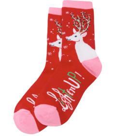 image of Hatley Women's Crew Socks Lighten Up Deer  with sku:221341