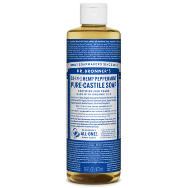Dr. Bronner\'s Organic Pure Castile Liquid Soap Peppermint 16 Oz Dr. Bronner\'s Organic Pure Castile Liquid Soap Peppermint 16 Oz