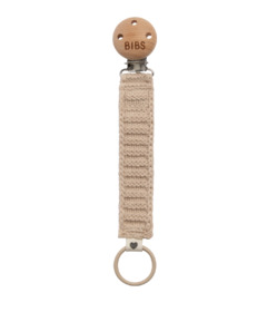 image of BIBS Pacifier Clip Knitted Vanilla with sku:330259