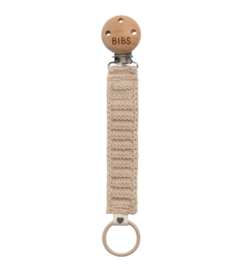 BIBS Pacifier Clip Knitted Vanilla