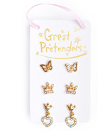Great Pretenders Boutique Royal Crown Studded Earrings 3 Pairs