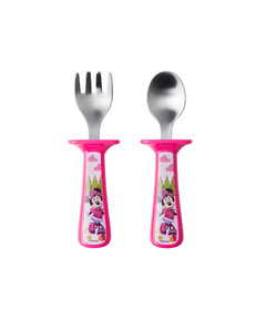 The First Years Minnie Mouse Toddler Fork and Spoon Set with Handle Guards