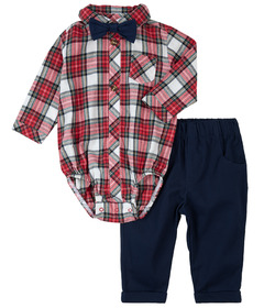 petit lem Outfit Set Red Plaid on Flannel