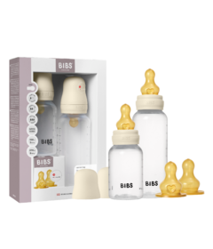 BIBS Round Latex Grow and Flow Baby Bottle Set Ivory