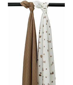 Meyco Baby Muslin Swaddle Pack Forest Animals and Toffee